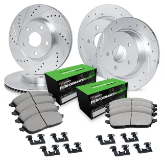 R1 Concepts WGSH2-74034 Drilled & Slotted Silver Rotor Set W/ Performance Sport Pads 